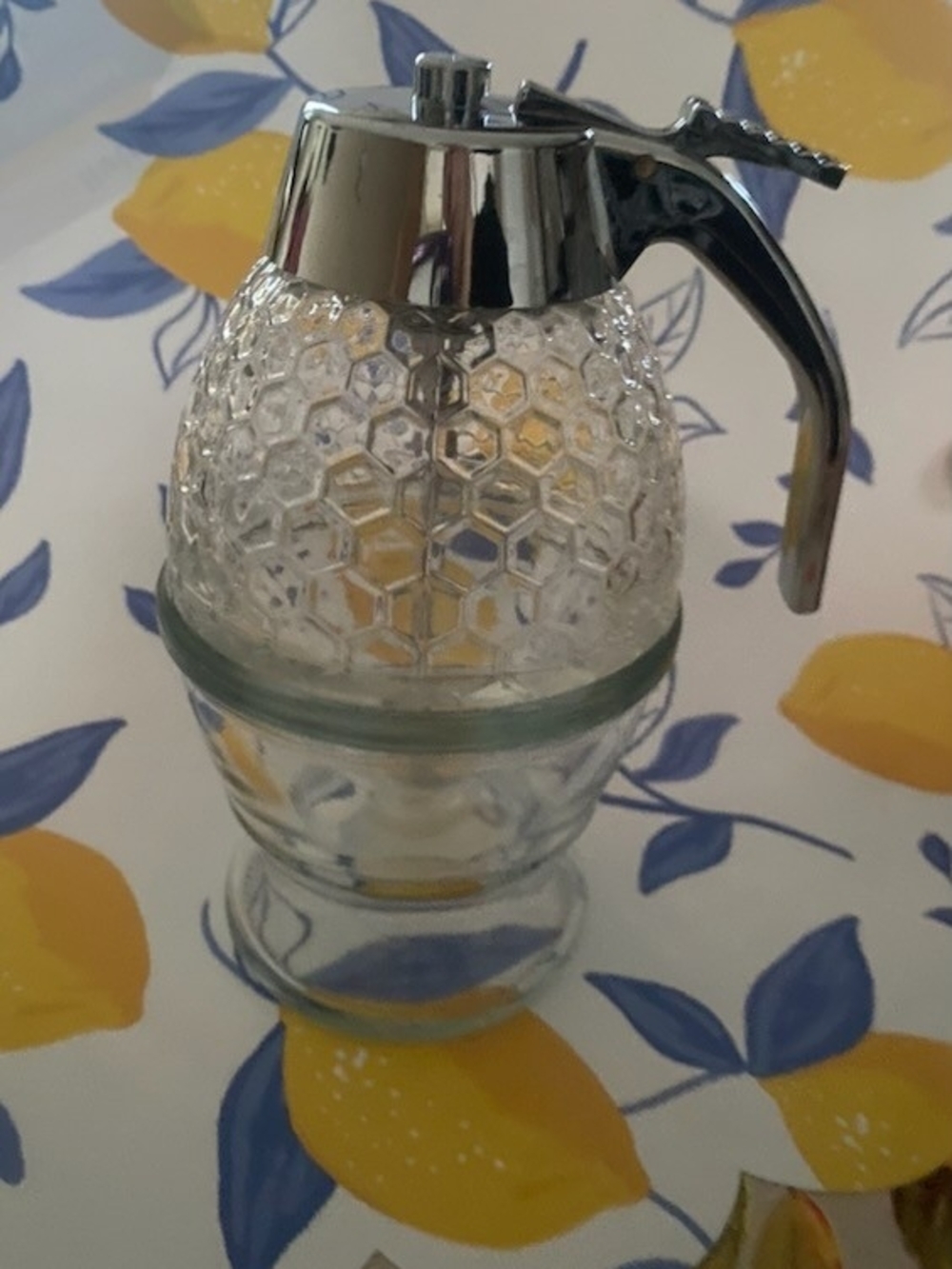 Clear Glass Honey Dispenser with Silver Top